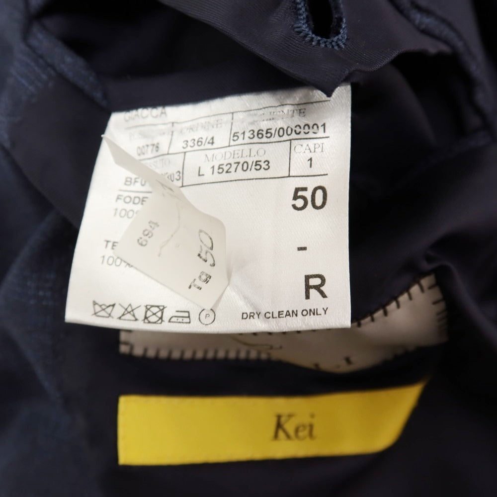 【新品】カナーリ CANALI Kei ウール チェック 2つボタンスーツ ネイビーxブルー【サイズ50】【 状態ランクN 】【 メンズ 】