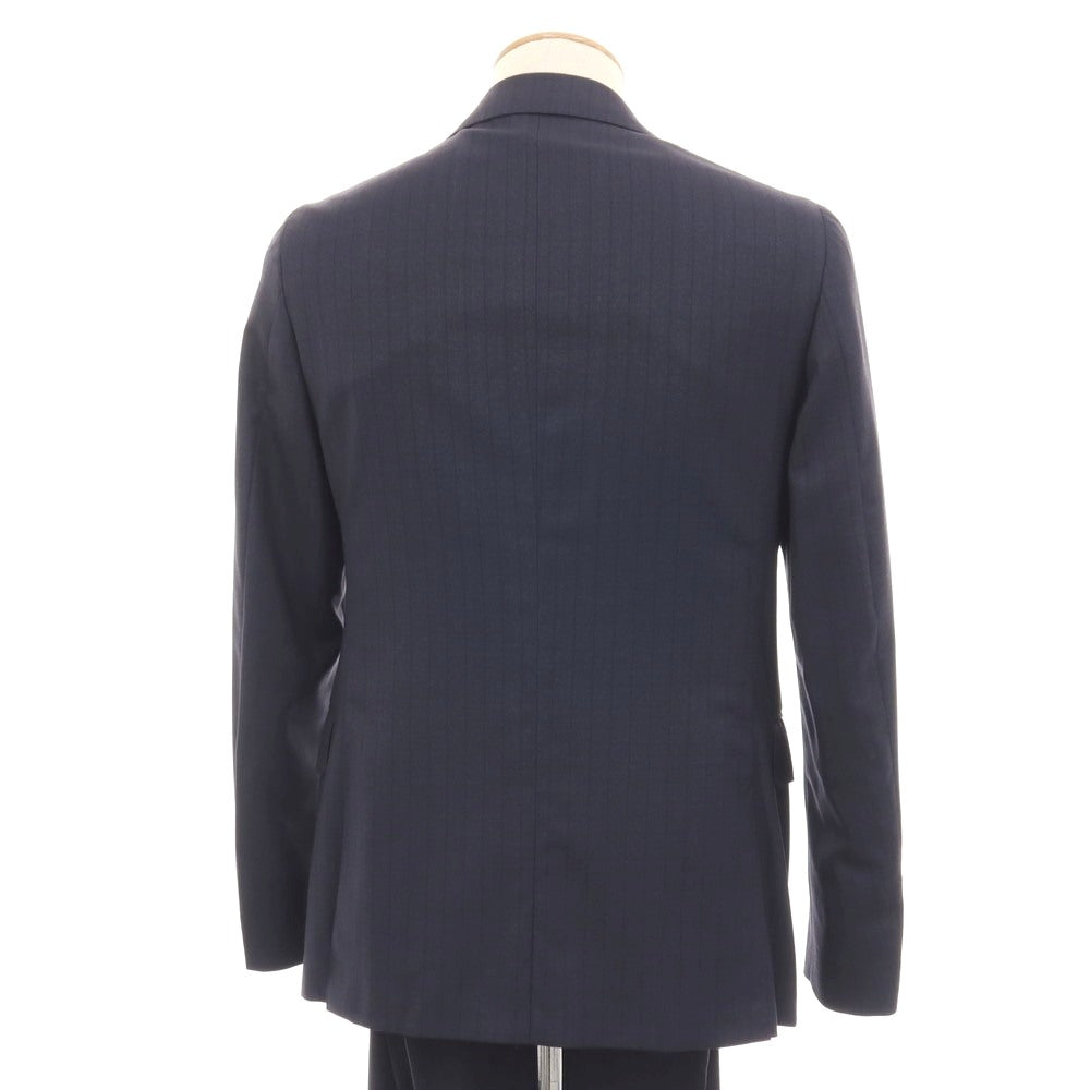 【新品】カナーリ CANALI ウール ストライプ 3つボタンスーツ ネイビーxブラック【サイズ44】【 状態ランクN 】【 メンズ 】
