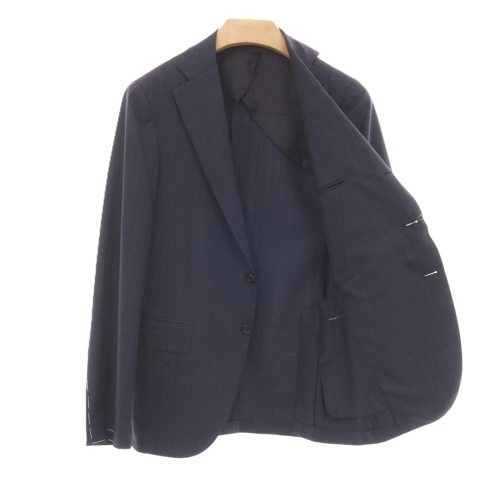 【新品】カナーリ CANALI ウール ストライプ 3つボタンスーツ ネイビーxブラック【サイズ44】【 状態ランクN 】【 メンズ 】