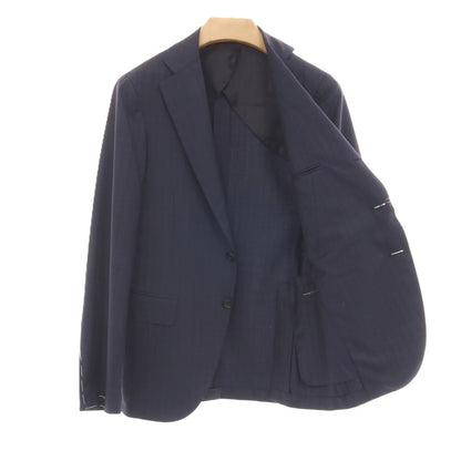 【新品】カナーリ CANALI ウール ストライプ 3つボタンスーツ ネイビーxブラック【サイズ44】【 状態ランクN 】【 メンズ 】