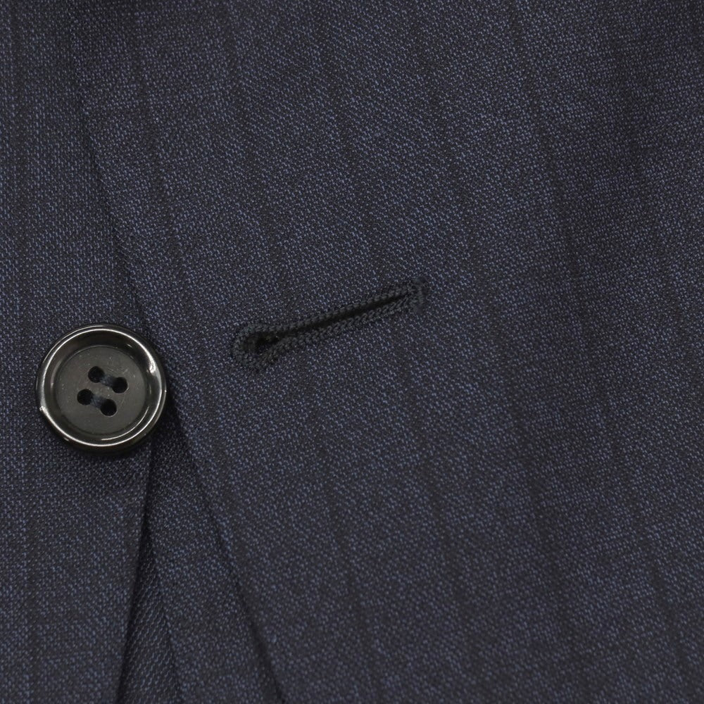 【新品】カナーリ CANALI ウール ストライプ 3つボタンスーツ ネイビーxブラック【サイズ44】【 状態ランクN 】【 メンズ 】