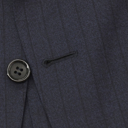 【新品】カナーリ CANALI ウール ストライプ 3つボタンスーツ ネイビーxブラック【サイズ44】【 状態ランクN 】【 メンズ 】