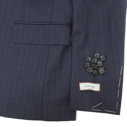 【新品】カナーリ CANALI ウール ストライプ 3つボタンスーツ ネイビーxブラック【サイズ44】【 状態ランクN 】【 メンズ 】