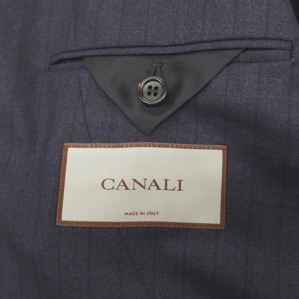 【新品】カナーリ CANALI ウール ストライプ 3つボタンスーツ ネイビーxブラック【サイズ44】【 状態ランクN 】【 メンズ 】