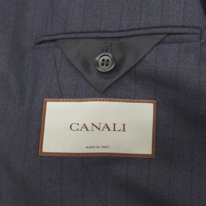 【新品】カナーリ CANALI ウール ストライプ 3つボタンスーツ ネイビーxブラック【サイズ44】【 状態ランクN 】【 メンズ 】