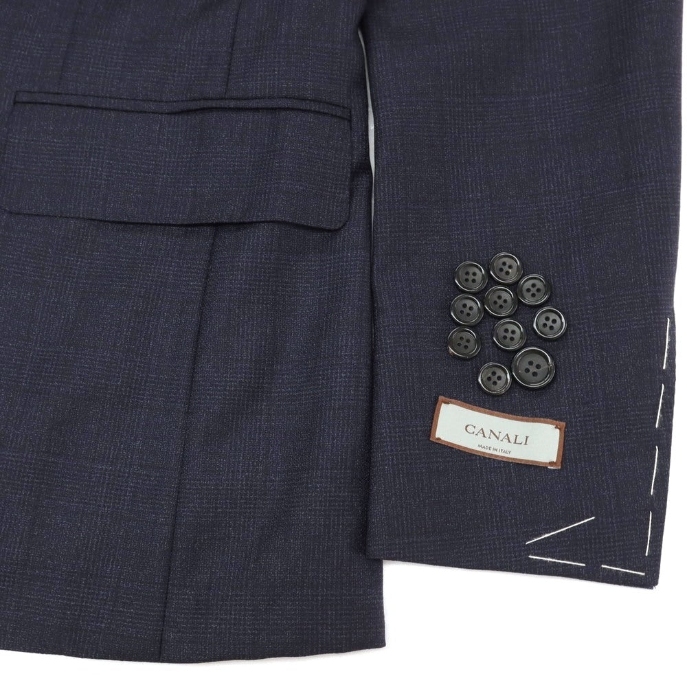 【新品】カナーリ CANALI ウール チェック 3つボタンスーツ ネイビー【サイズ44】【 状態ランクN 】【 メンズ 】