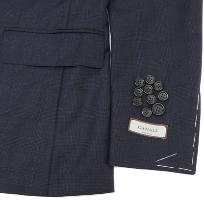 【新品】カナーリ CANALI ウール チェック 3つボタンスーツ ネイビー【サイズ44】【 状態ランクN 】【 メンズ 】