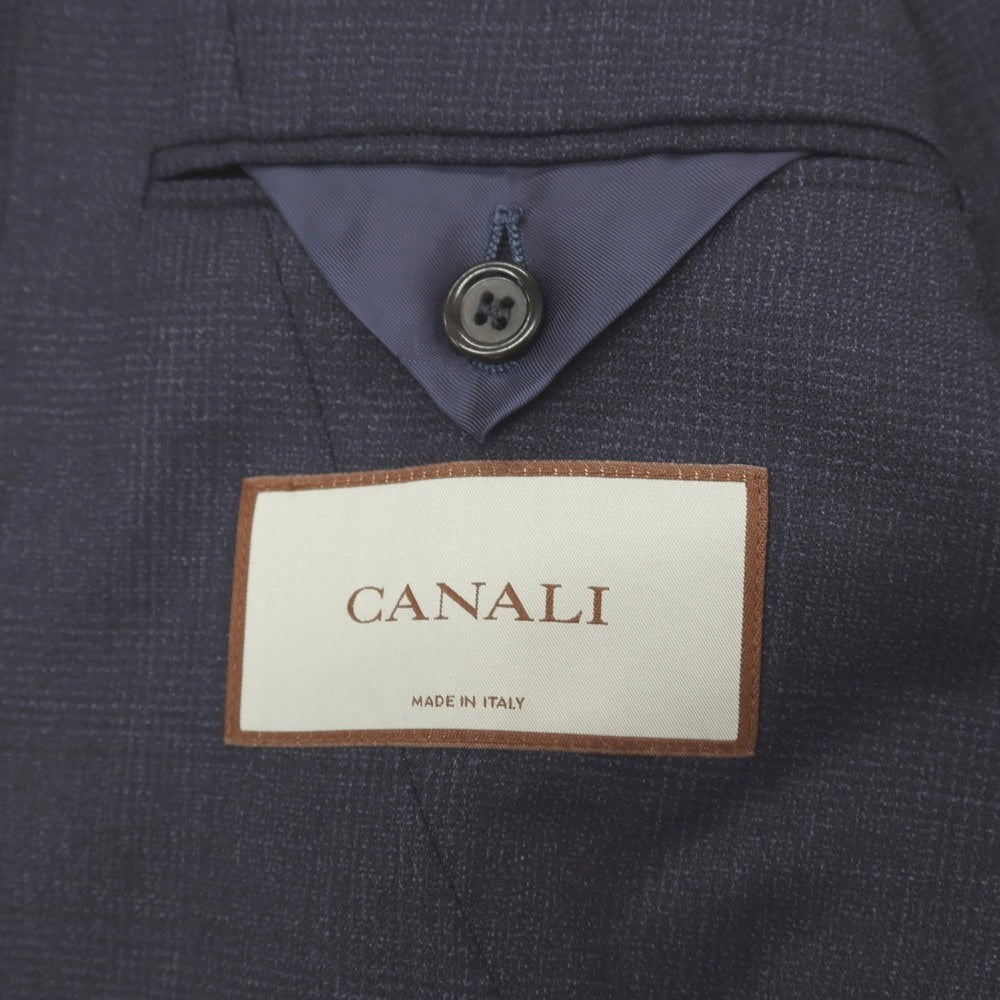 【新品】カナーリ CANALI ウール チェック 3つボタンスーツ ネイビー【サイズ44】【 状態ランクN 】【 メンズ 】