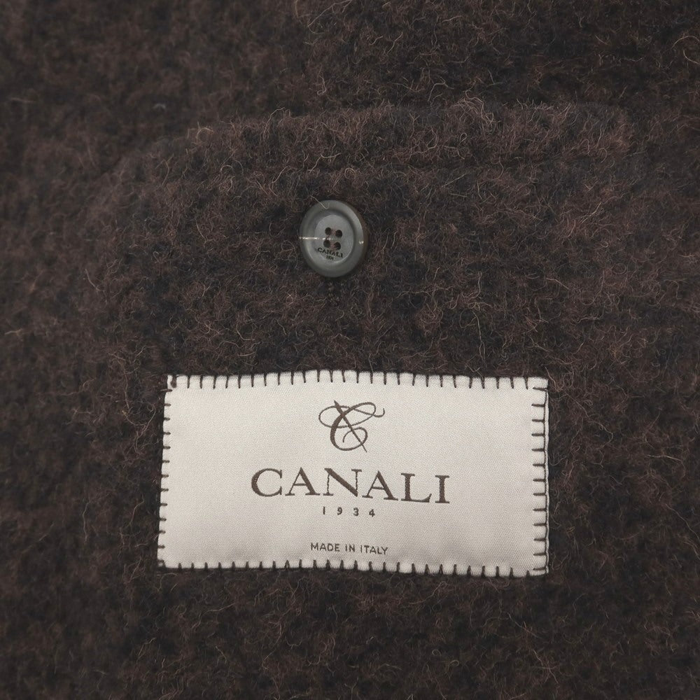 【新品】カナーリ CANALI ベビーアルパカナイロン チェスターフィールドコート ダークブラウンxブラック【サイズ46】【 状態ランクN 】【 メンズ 】