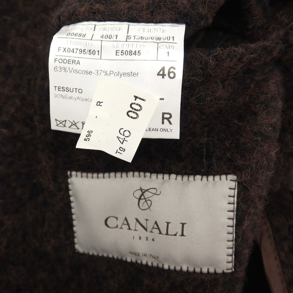 【新品】カナーリ CANALI ベビーアルパカナイロン チェスターフィールドコート ダークブラウンxブラック【サイズ46】【 状態ランクN 】【 メンズ 】