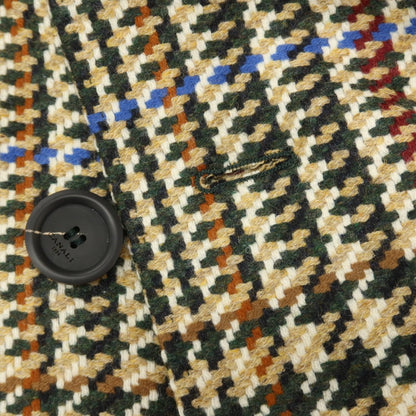 【新品】カナーリ CANALI ウールカシミヤ チェック ダブルブレストコート ベージュxグリーン【サイズ50】【 状態ランクN 】【 メンズ 】