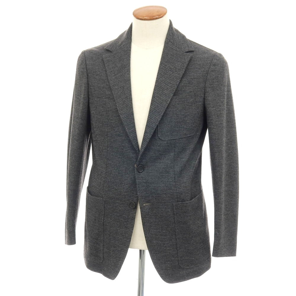 【新品】カナーリ CANALI コットンウールアクリル ジャージー ハウンドトゥース 2B テーラードジャケット グレーxブラック【サイズ46】【 状態ランクN 】【 メンズ 】
