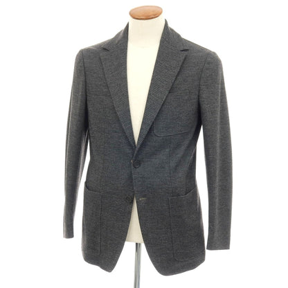【新品】カナーリ CANALI コットンウールアクリル ジャージー ハウンドトゥース 2B テーラードジャケット グレーxブラック【サイズ46】【 状態ランクN 】【 メンズ 】