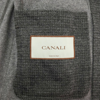 【新品】カナーリ CANALI コットンウールアクリル ジャージー ハウンドトゥース 2B テーラードジャケット グレーxブラック【サイズ46】【 状態ランクN 】【 メンズ 】