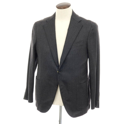 【新品】カナーリ CANALI ストレッチ ウールナイロン ヘリンボーン調 2B テーラードジャケット グレーxブラック【サイズ50】【 状態ランクN 】【 メンズ 】