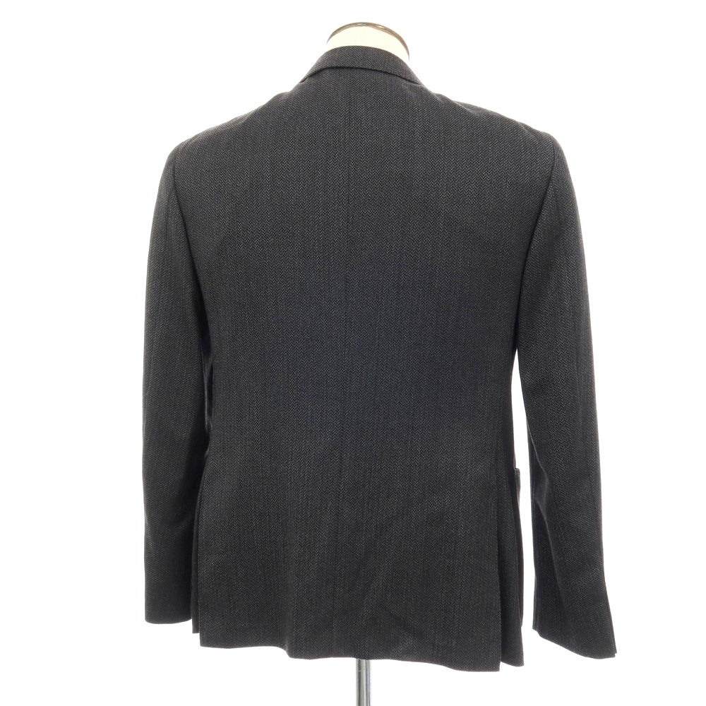 【新品】カナーリ CANALI ストレッチ ウールナイロン ヘリンボーン調 2B テーラードジャケット グレーxブラック【サイズ50】【 状態ランクN 】【 メンズ 】