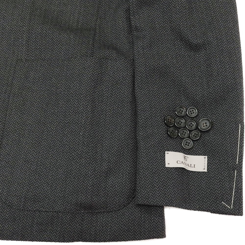 【新品】カナーリ CANALI ストレッチ ウールナイロン ヘリンボーン調 2B テーラードジャケット グレーxブラック【サイズ50】【 状態ランクN 】【 メンズ 】