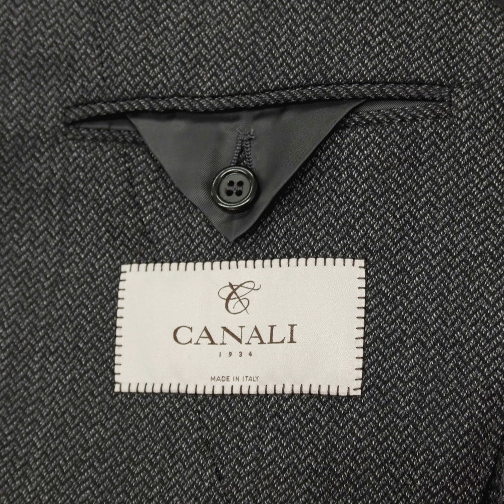 【新品】カナーリ CANALI ストレッチ ウールナイロン ヘリンボーン調 2B テーラードジャケット グレーxブラック【サイズ50】【 状態ランクN 】【 メンズ 】