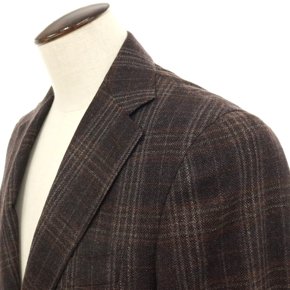 【新品】カナーリ CANALI ウール チェック 2B テーラードジャケット ブラウンxグレー【サイズ50】【 状態ランクN 】【 メンズ 】