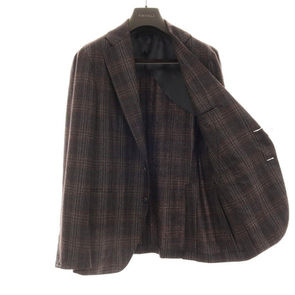 【新品】カナーリ CANALI ウール チェック 2B テーラードジャケット ブラウンxグレー【サイズ50】【 状態ランクN 】【 メンズ 】