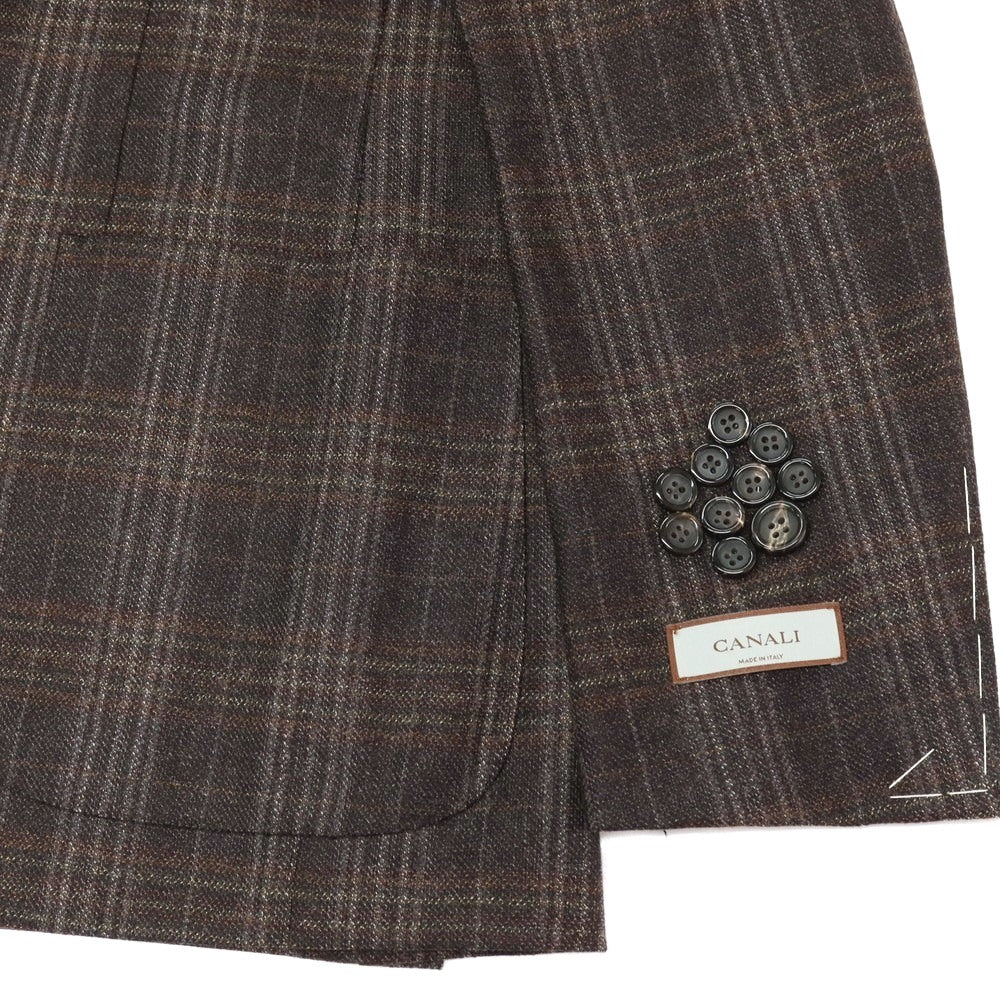 【新品】カナーリ CANALI ウール チェック 2B テーラードジャケット ブラウンxグレー【サイズ50】【 状態ランクN 】【 メンズ 】
