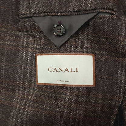 【新品】カナーリ CANALI ウール チェック 2B テーラードジャケット ブラウンxグレー【サイズ50】【 状態ランクN 】【 メンズ 】