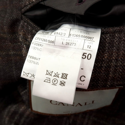 【新品】カナーリ CANALI ウール チェック 2B テーラードジャケット ブラウンxグレー【サイズ50】【 状態ランクN 】【 メンズ 】