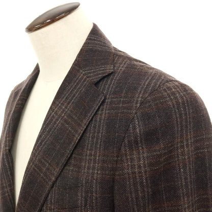 【新品】カナーリ CANALI ウール チェック 2B テーラードジャケット ブラウンxグレー【サイズ52】【 状態ランクN 】【 メンズ 】