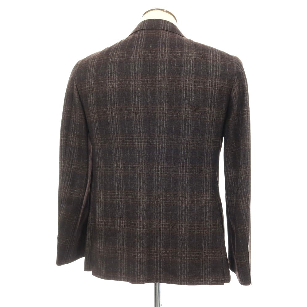 【新品】カナーリ CANALI ウール チェック 2B テーラードジャケット ブラウンxグレー【サイズ52】【 状態ランクN 】【 メンズ 】