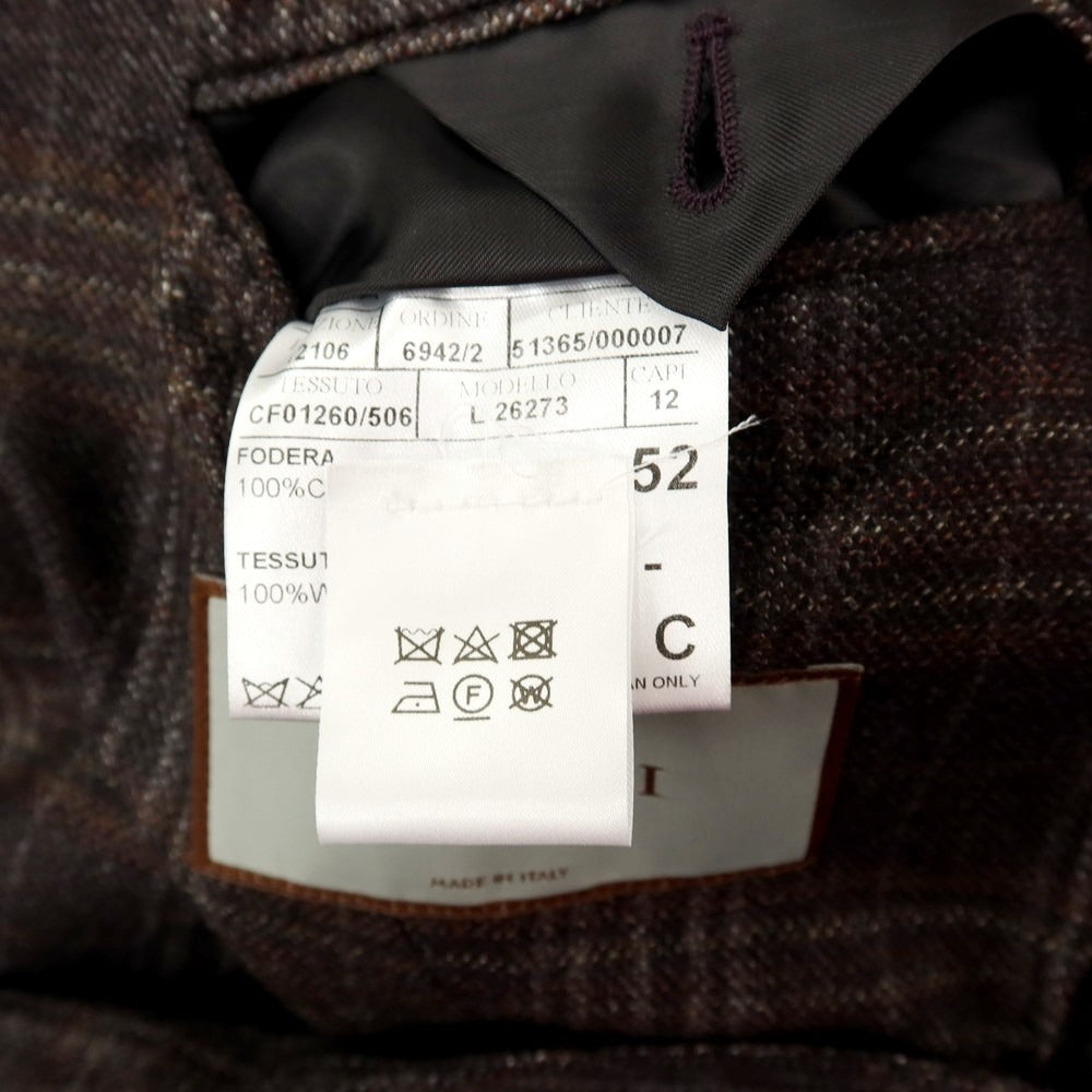 【新品】カナーリ CANALI ウール チェック 2B テーラードジャケット ブラウンxグレー【サイズ52】【 状態ランクN 】【 メンズ 】