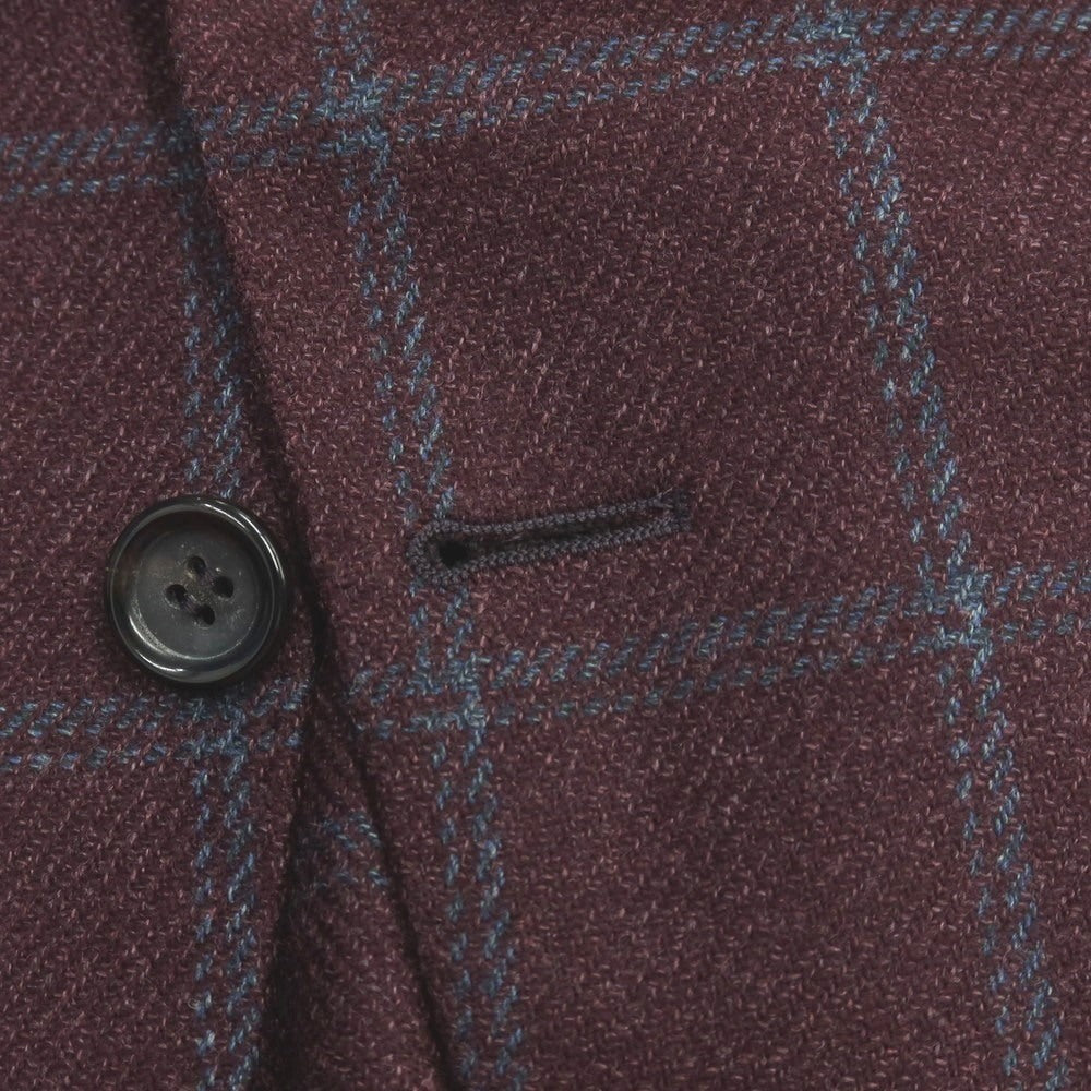 【新品】カナーリ CANALI ウールシルク チェック 2B テーラードジャケット ボルドーxブルー【サイズ50】【 状態ランクN 】【 メンズ 】