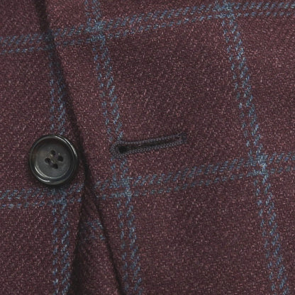 【新品】カナーリ CANALI ウールシルク チェック 2B テーラードジャケット ボルドーxブルー【サイズ50】【 状態ランクN 】【 メンズ 】