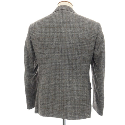 【新品】カナーリ CANALI ウールポリエステル チェック 2B テーラードジャケット グレーxイエローオーカー【サイズ46】【 状態ランクN 】【 メンズ 】