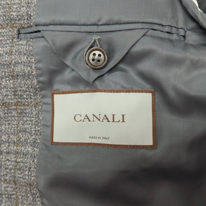 【新品】カナーリ CANALI ウールポリエステル チェック 2B テーラードジャケット グレーxイエローオーカー【サイズ46】【 状態ランクN 】【 メンズ 】