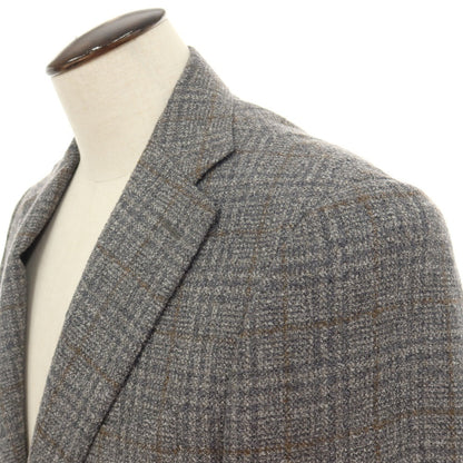 【新品】カナーリ CANALI ウールポリエステル チェック 2B テーラードジャケット グレーxイエローオーカー【サイズ50】【 状態ランクN 】【 メンズ 】