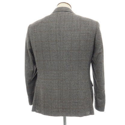 【新品】カナーリ CANALI ウールポリエステル チェック 2B テーラードジャケット グレーxイエローオーカー【サイズ50】【 状態ランクN 】【 メンズ 】