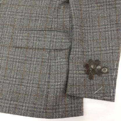 【新品】カナーリ CANALI ウールポリエステル チェック 2B テーラードジャケット グレーxイエローオーカー【サイズ50】【 状態ランクN 】【 メンズ 】