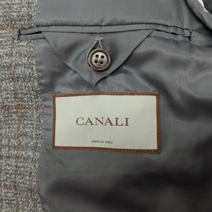 【新品】カナーリ CANALI ウールポリエステル チェック 2B テーラードジャケット グレーxイエローオーカー【サイズ50】【 状態ランクN 】【 メンズ 】