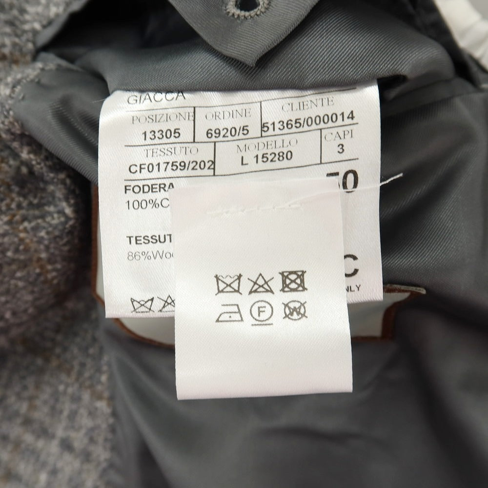 【新品】カナーリ CANALI ウールポリエステル チェック 2B テーラードジャケット グレーxイエローオーカー【サイズ50】【 状態ランクN 】【 メンズ 】