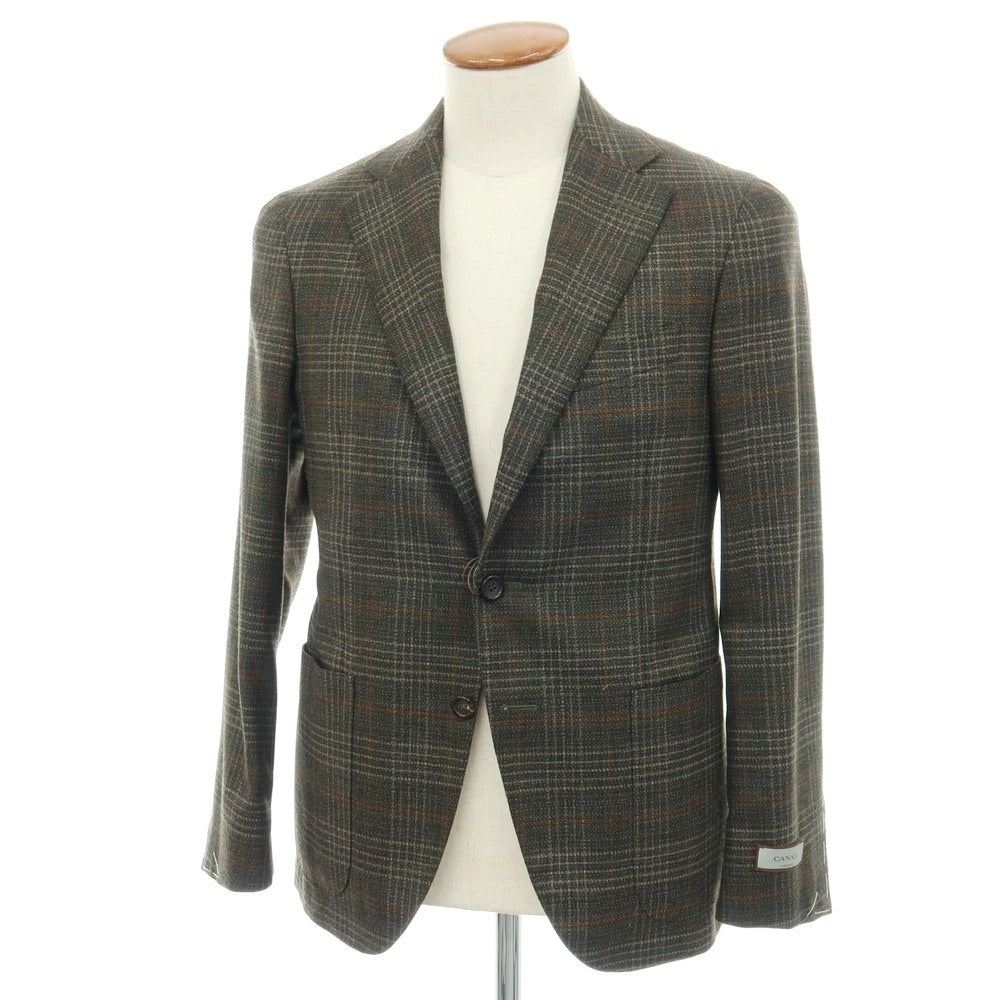 【新品】カナーリ CANALI ウール チェック 2B テーラードジャケット ダークモスグリーンxライトブラウン【サイズ46】【 状態ランクN 】【 メンズ 】