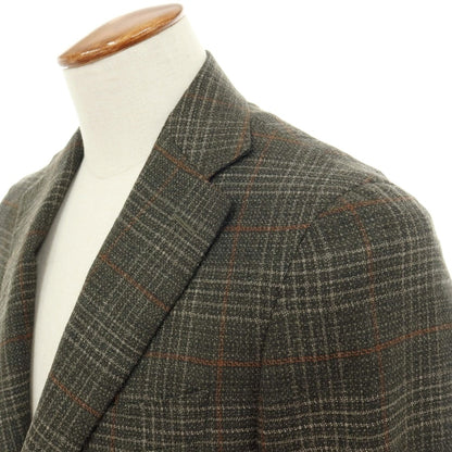 【新品】カナーリ CANALI ウール チェック 2B テーラードジャケット ダークモスグリーンxライトブラウン【サイズ46】【 状態ランクN 】【 メンズ 】