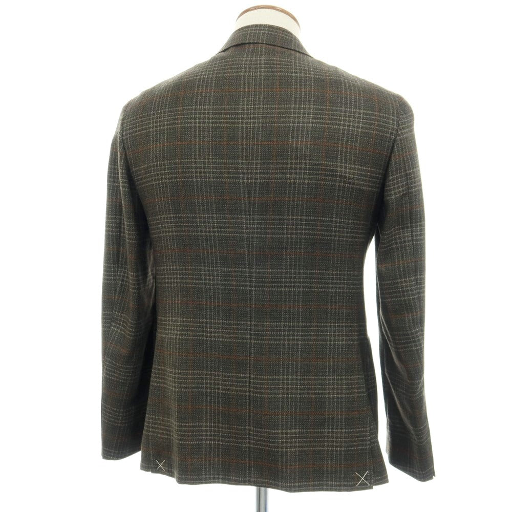 【新品】カナーリ CANALI ウール チェック 2B テーラードジャケット ダークモスグリーンxライトブラウン【サイズ46】【 状態ランクN 】【 メンズ 】