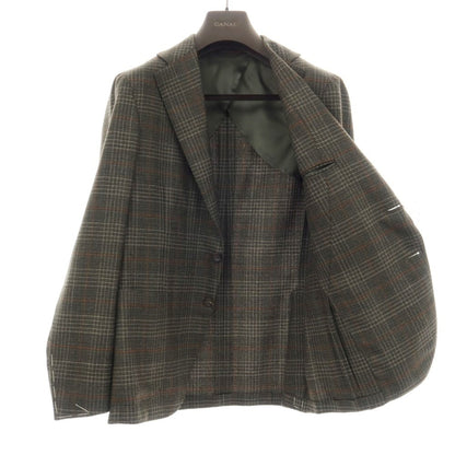 【新品】カナーリ CANALI ウール チェック 2B テーラードジャケット ダークモスグリーンxライトブラウン【サイズ46】【 状態ランクN 】【 メンズ 】