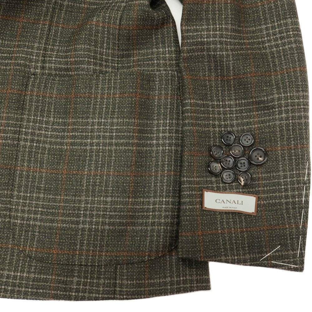 【新品】カナーリ CANALI ウール チェック 2B テーラードジャケット ダークモスグリーンxライトブラウン【サイズ46】【 状態ランクN 】【 メンズ 】