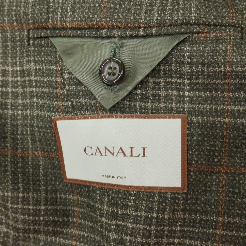 【新品】カナーリ CANALI ウール チェック 2B テーラードジャケット ダークモスグリーンxライトブラウン【サイズ46】【 状態ランクN 】【 メンズ 】