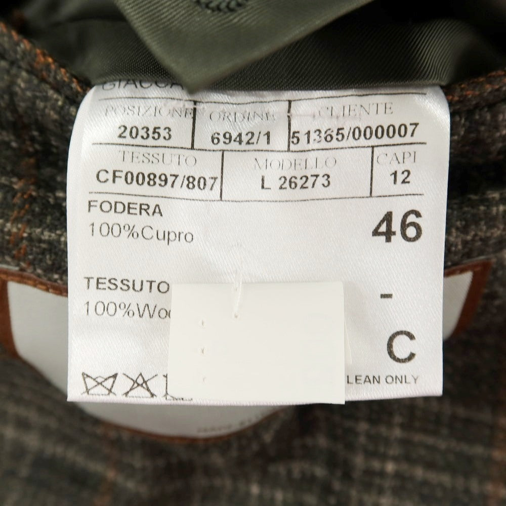 【新品】カナーリ CANALI ウール チェック 2B テーラードジャケット ダークモスグリーンxライトブラウン【サイズ46】【 状態ランクN 】【 メンズ 】