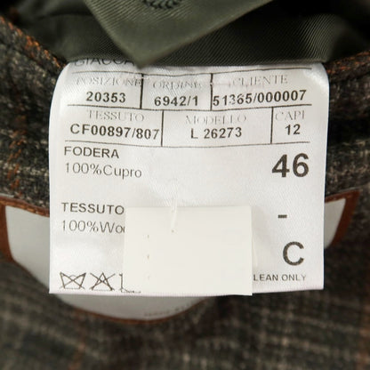 【新品】カナーリ CANALI ウール チェック 2B テーラードジャケット ダークモスグリーンxライトブラウン【サイズ46】【 状態ランクN 】【 メンズ 】