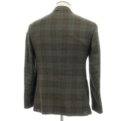 【新品】カナーリ CANALI ウール チェック 2B テーラードジャケット ダークモスグリーンxライトブラウン【サイズ46】【 状態ランクN 】【 メンズ 】