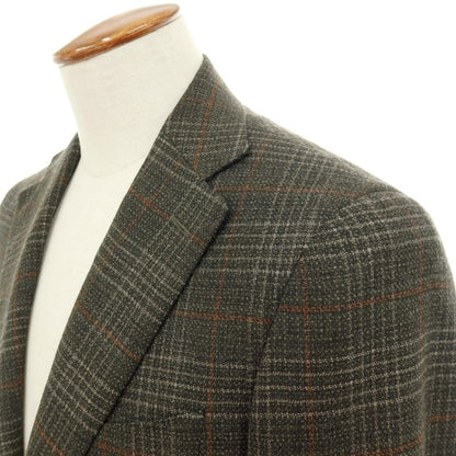 【新品】カナーリ CANALI ウール チェック 2B テーラードジャケット ダークモスグリーンxライトブラウン【サイズ48】【 状態ランクN 】【 メンズ 】