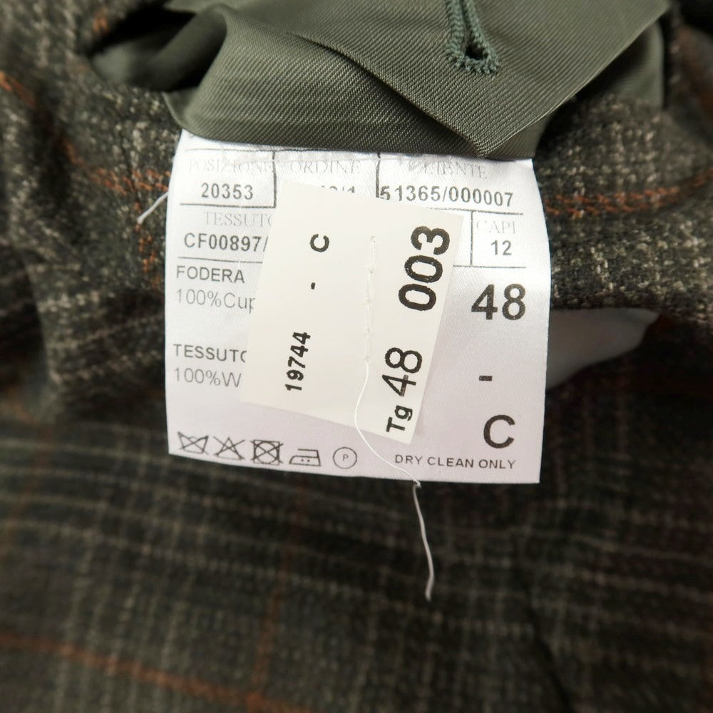 【新品】カナーリ CANALI ウール チェック 2B テーラードジャケット ダークモスグリーンxライトブラウン【サイズ48】【 状態ランクN 】【 メンズ 】